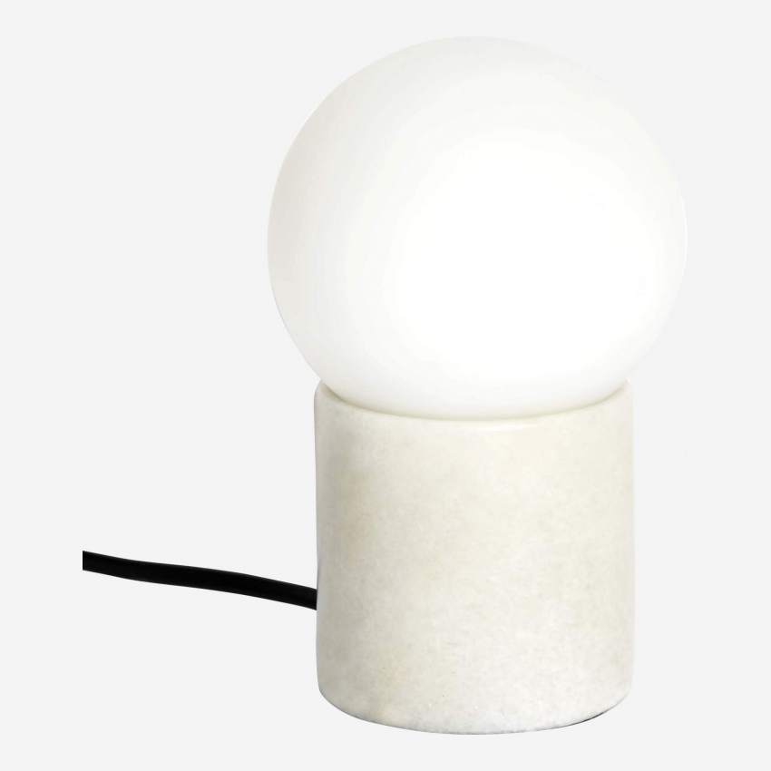 Lampe de table 16,5cm en verre dépoli et base en marbre