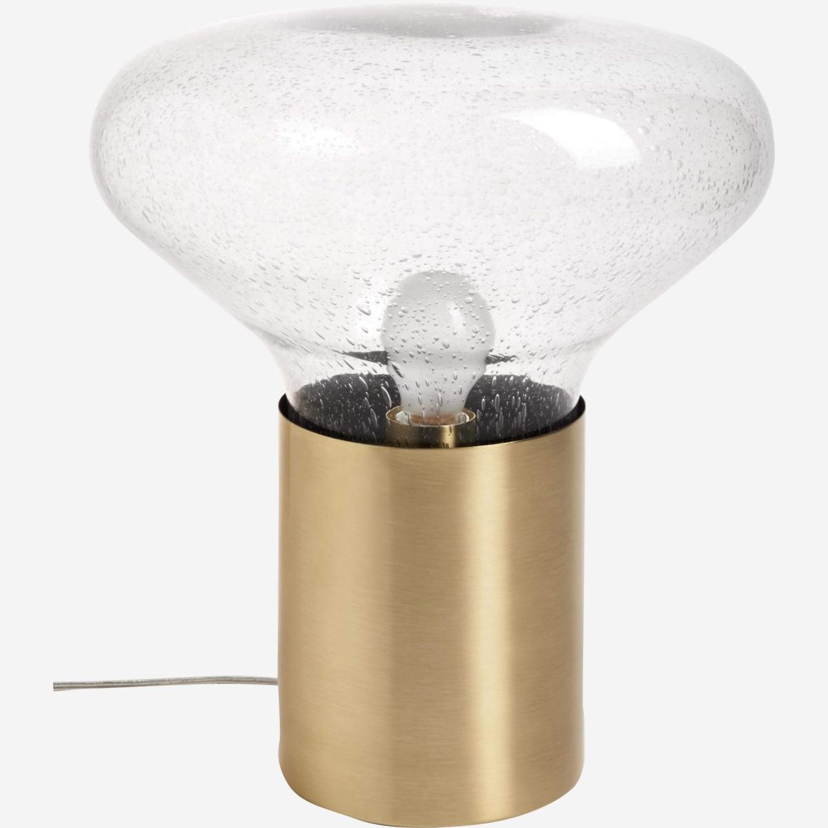 lampara de mesa 42 5cm de vidrio y base de laton cepillado dorado