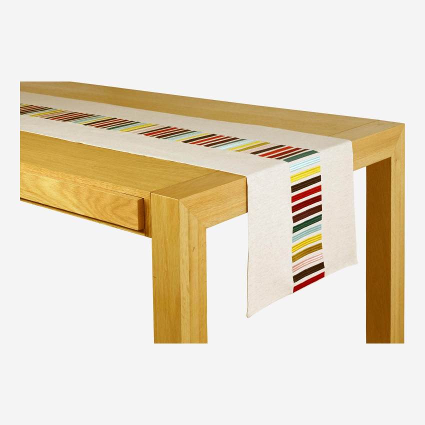Table runner 40x200cm white with coloured stripes