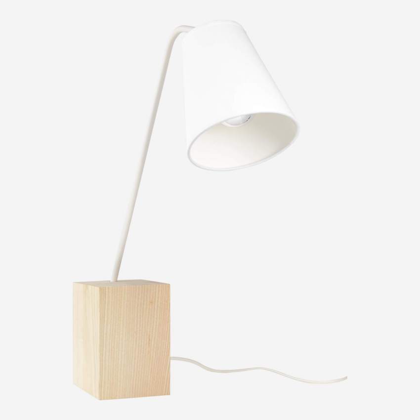 Lampe de table 55cm en tissu et base en frêne