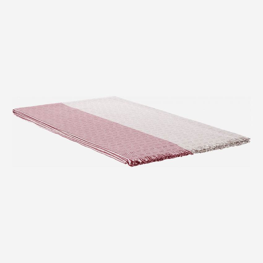 Camino de mesa de algodón - 45 x 200 cm - Rojo y Topo