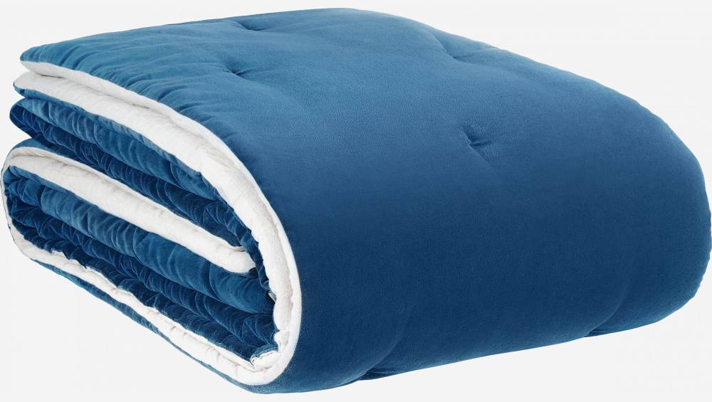 Bedspread made of velvet, blue 