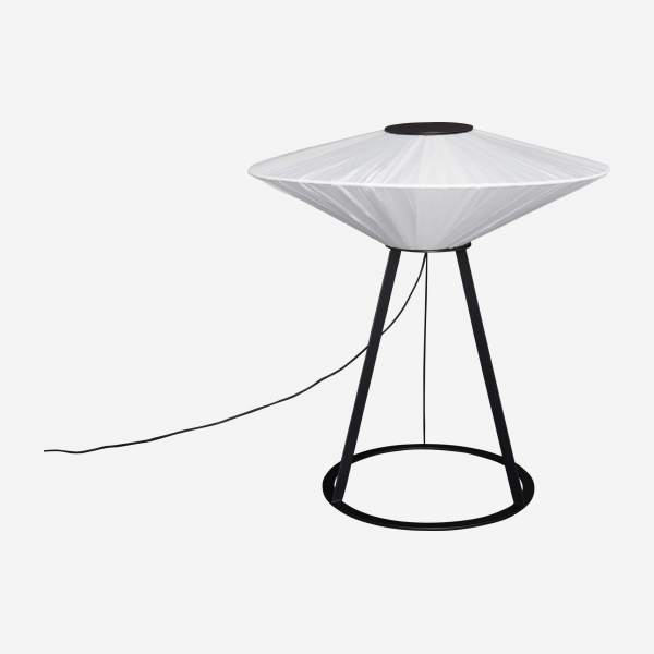 Tischleuchte aus Stahl und Stoff, schwarz und weiß - Design by Béatrice Durandart
