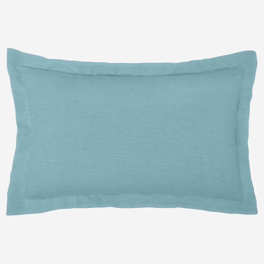 Funda de almohada 50x80cm de lino azul claro