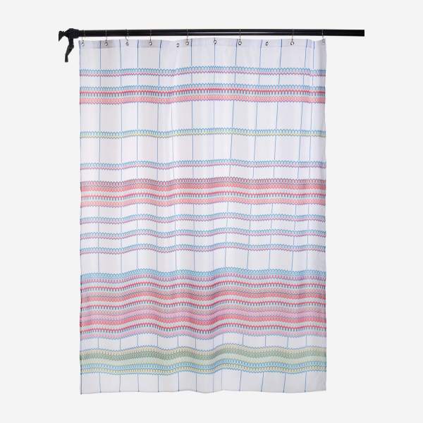 Rideau de douche en polyester - 200 x 180 cm - Rayures multicolores
