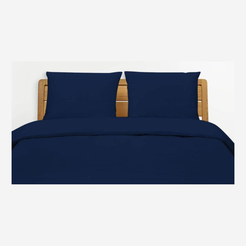 Parure de lit en coton - 240 x 220 cm + 2 Taies 65 x 65 cm - Bleu