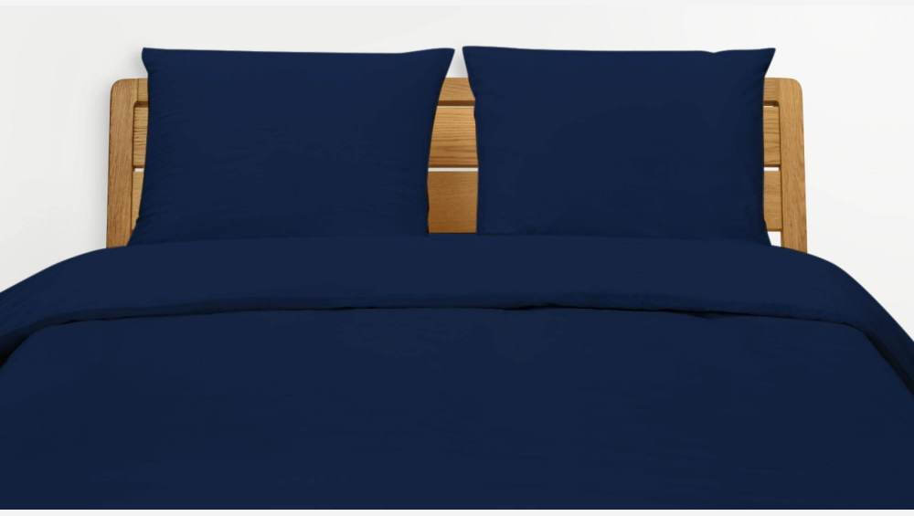 Parure de lit en coton - 260 x 240 cm + 2 Taies 65 x 65 cm - Bleu