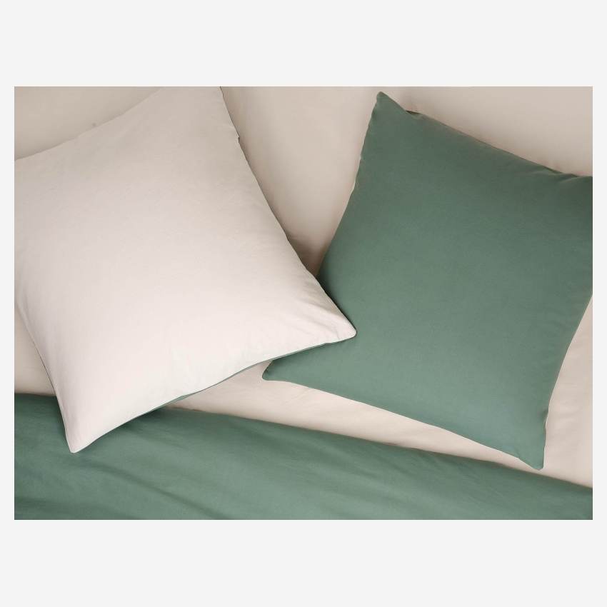 Parure de lit en coton lavé - 220 x 240 cm - Vert kaki