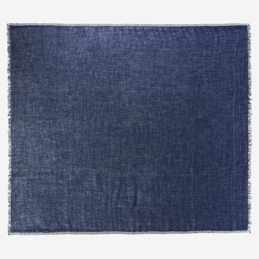 Wendbares Plaid aus Leinen - 130 x 170 cm - Blau