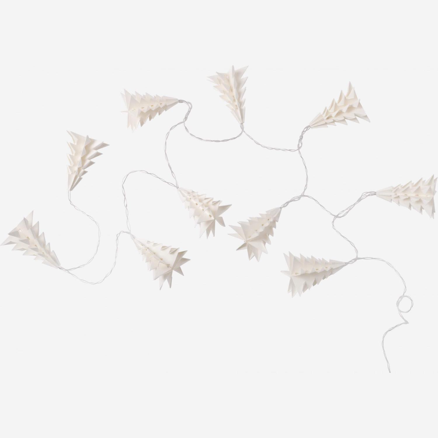 Décoration de Noël - Guirlande lumineuse avec sapins en papier - 10 LEDs 