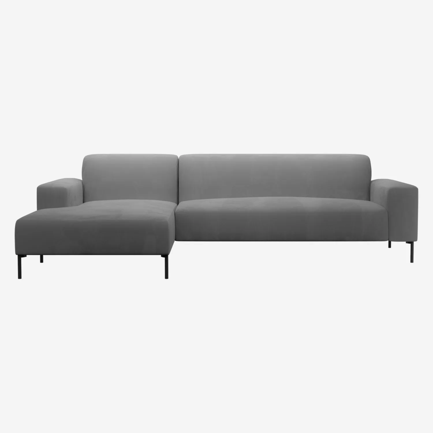 Ecksofa aus Velours mit Liegefläche links - Grau - 1