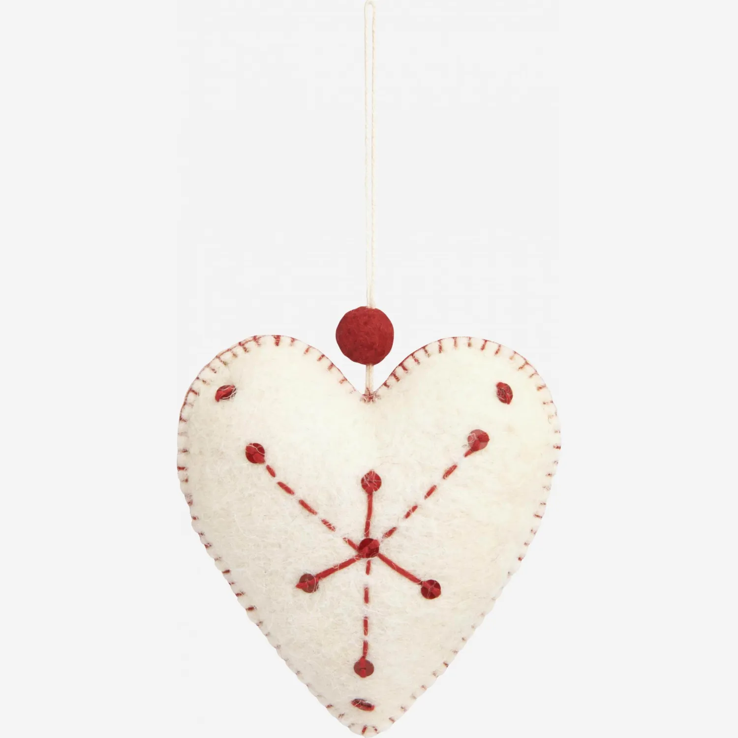 Décoration de Noël - Coeur en feutre à accrocher