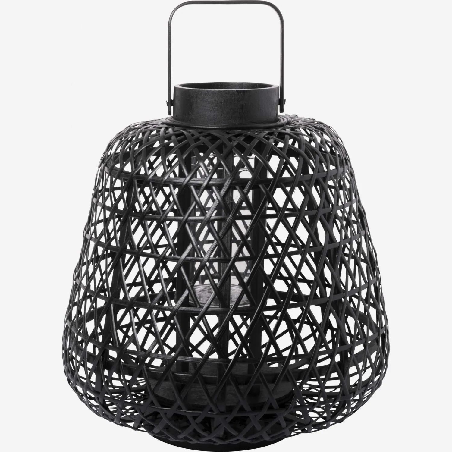 Lanterne en bambou - 30,5 x 33 cm - Noir