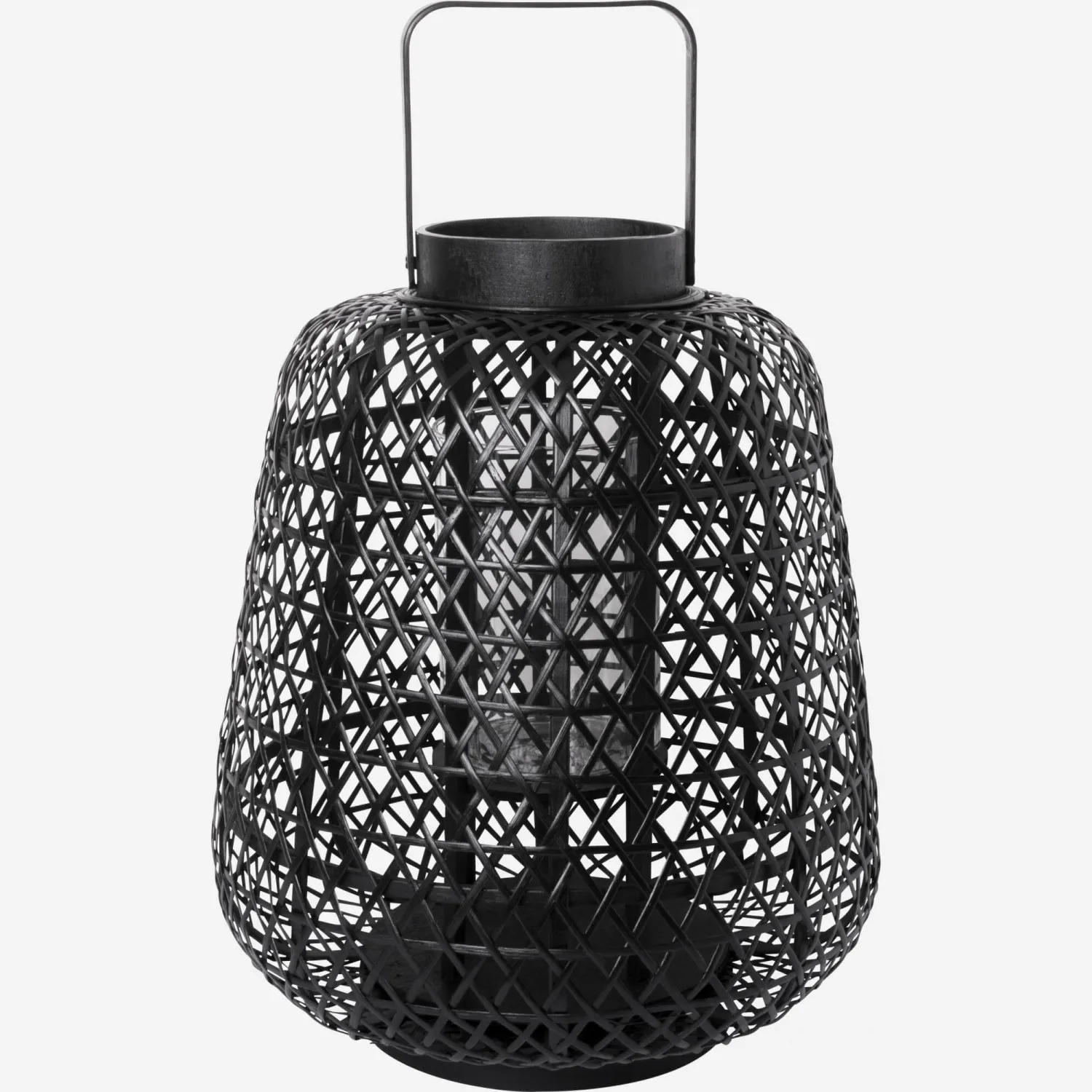 Lanterne en bambou - 35,5 x 43 cm - Noir