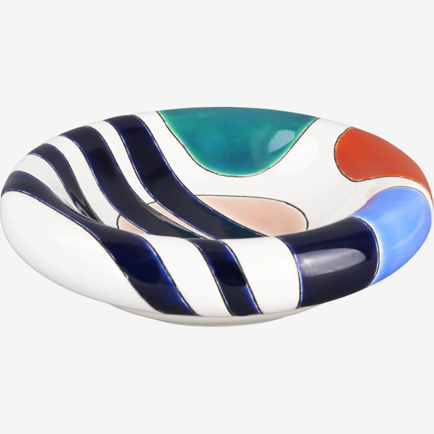 Vide-poche rond en faïence émaillée - 14 x 4 cm - Motif de Floriane Jacques