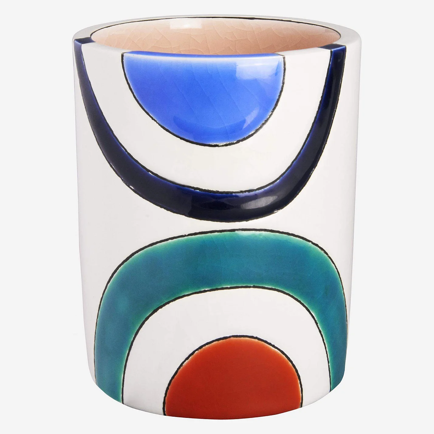 Pot à crayons en faïence émaillée - 9,3 x 10,5 cm - Motif de Floriane Jacques - 2