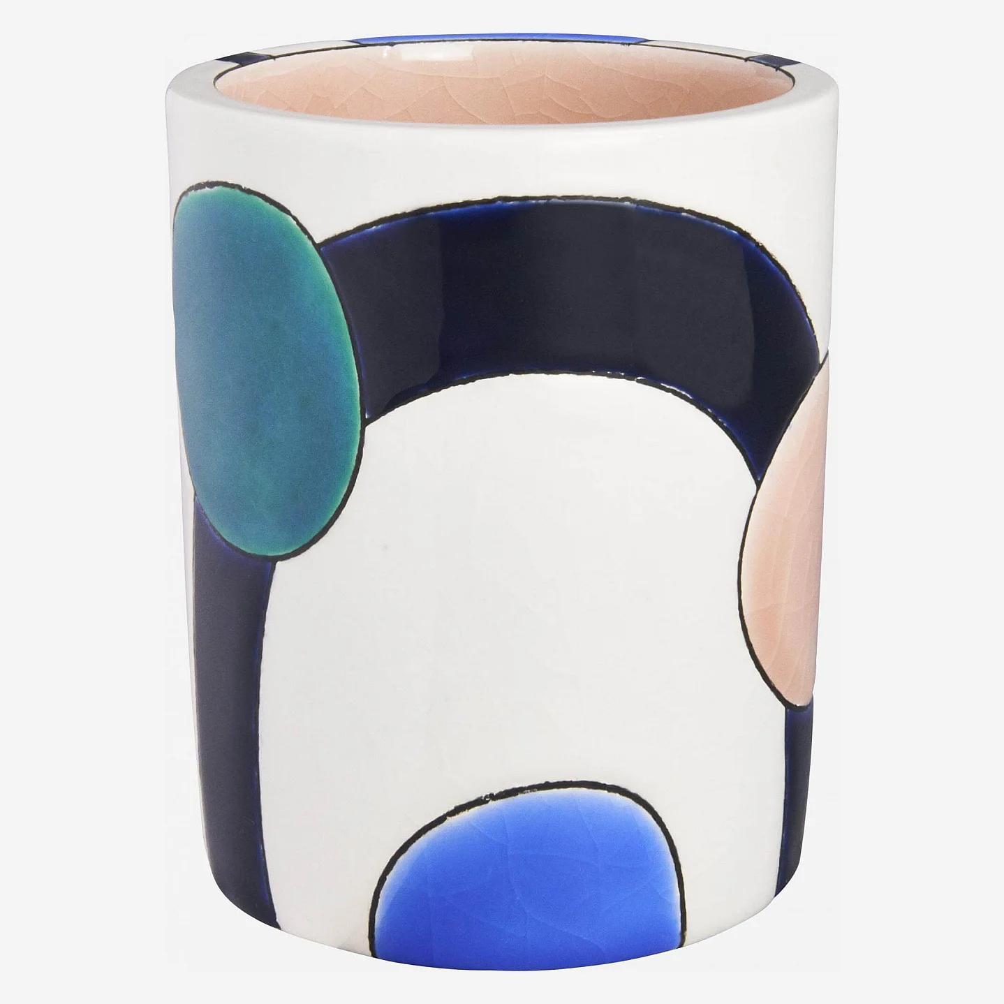 Pot à crayons en faïence émaillée - 9,3 x 10,5 cm - Motif de Floriane Jacques - 6