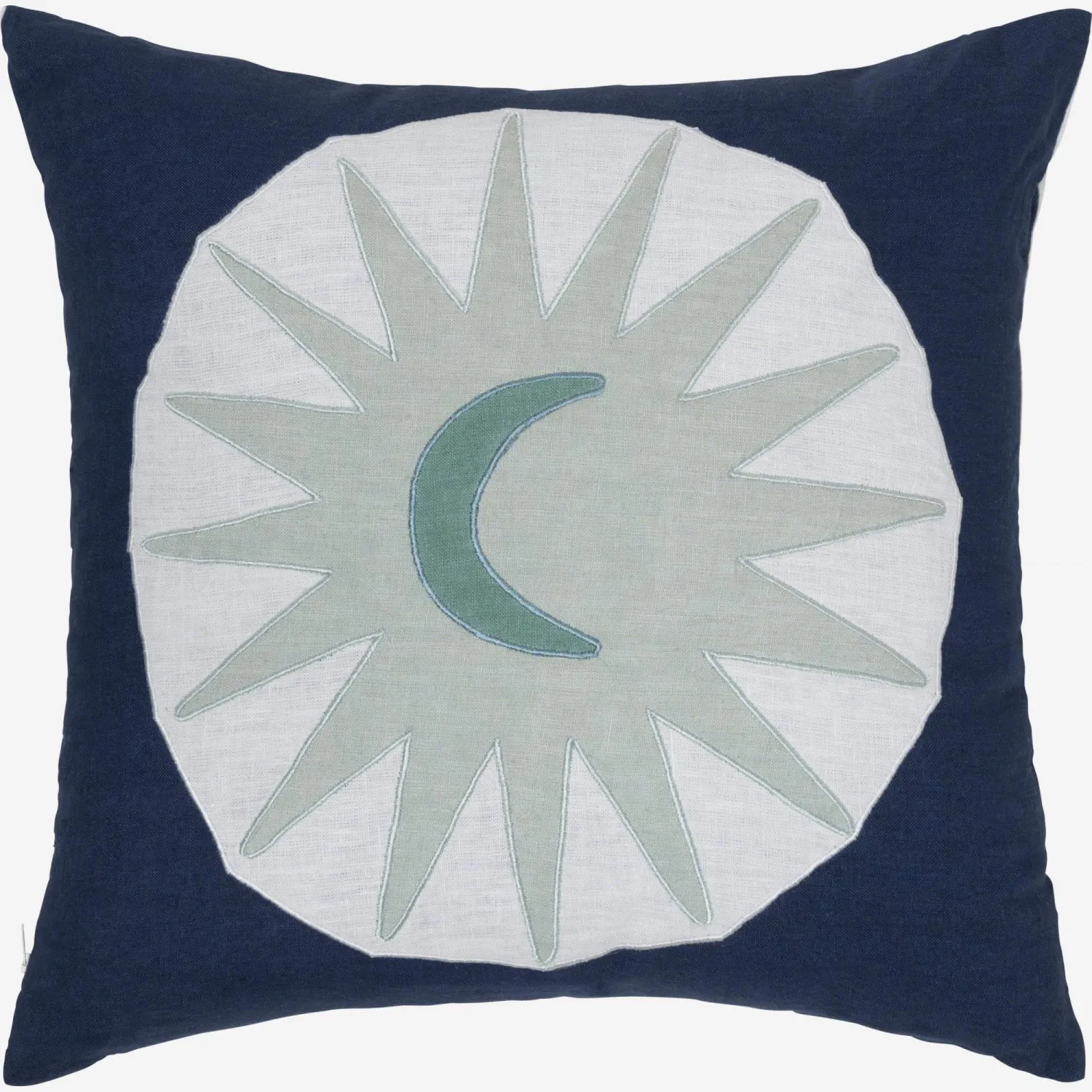 Cojín bordado de lino - 45 x 45 cm - Diseño luna - Design by Floriane Jacques