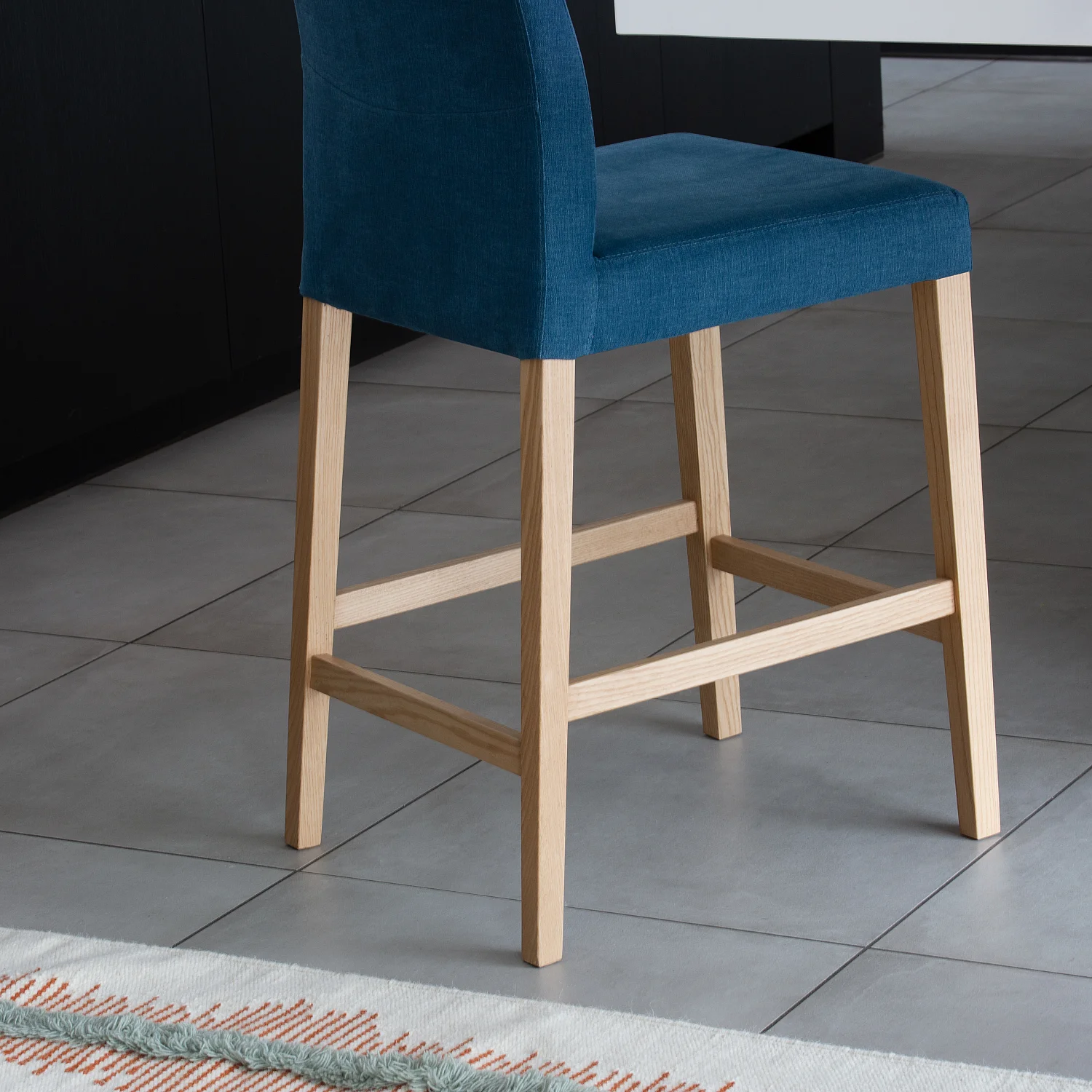 Chaise mi-haute de bar en tissu - Bleu - 6