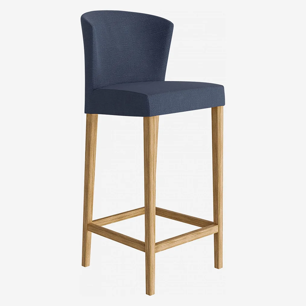 Lot de 2 chaises hautes de bar en tissu - Bleu - 1