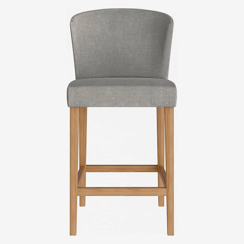 Lot de 2 chaises mi-hautes de bar en tissu - Gris - 4