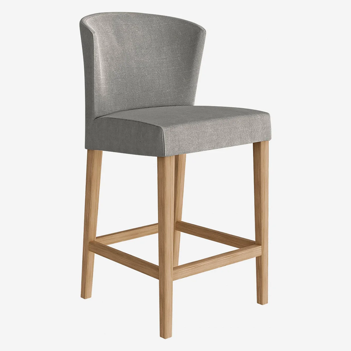 Lot de 2 chaises mi-hautes de bar en tissu - Gris - 2