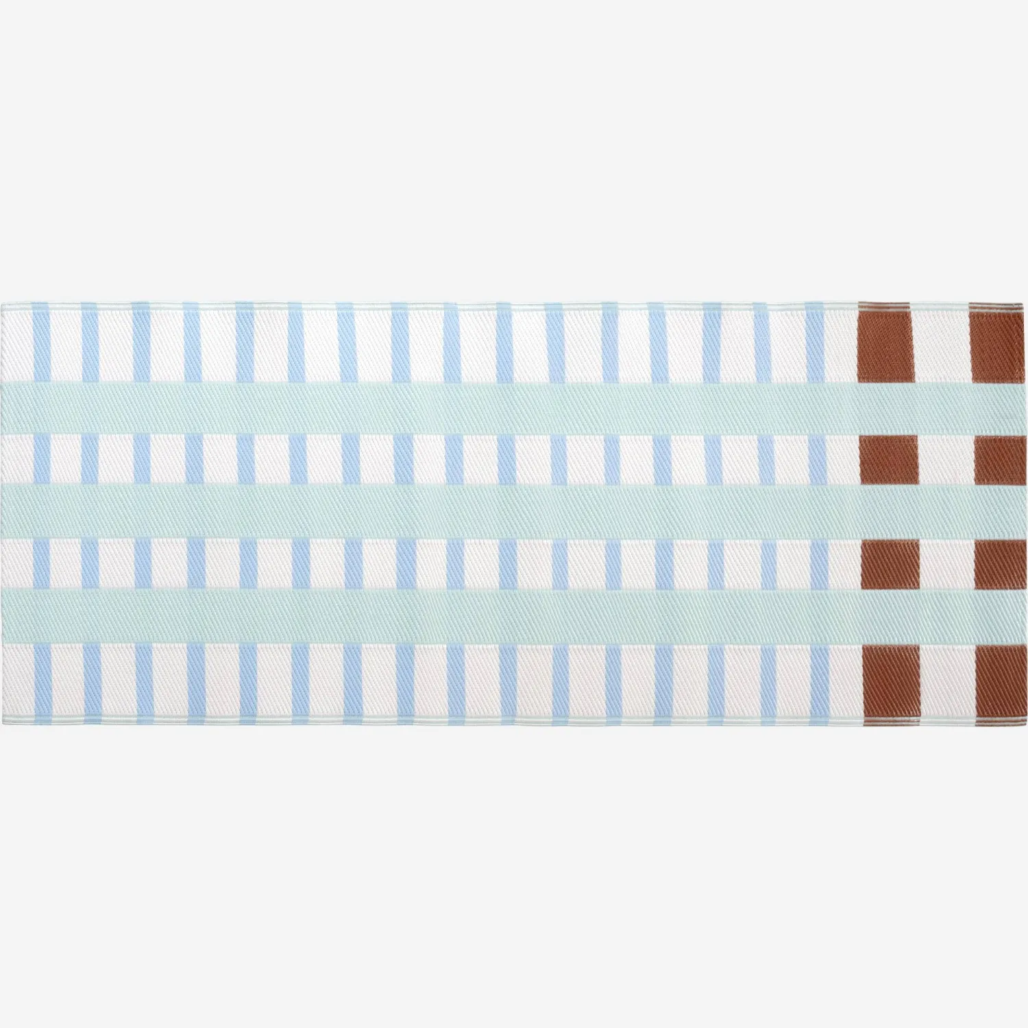 Tapis d'extérieur - 75 x 180 cm - Motif vert et bleu - Design by Floriane Jacques