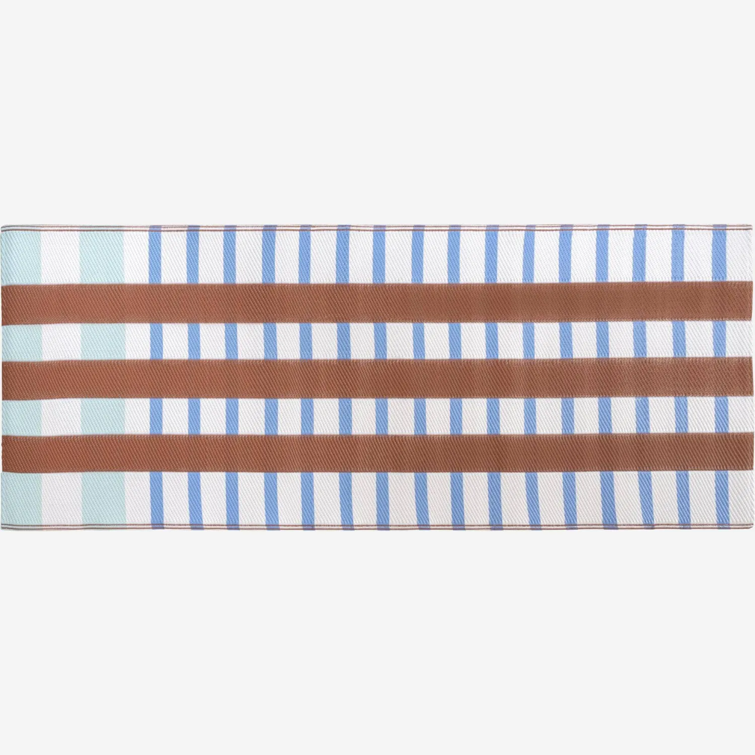 Tapis d'extérieur - 75 x 180 cm - Motif marron et bleu - Design by Floriane Jacques