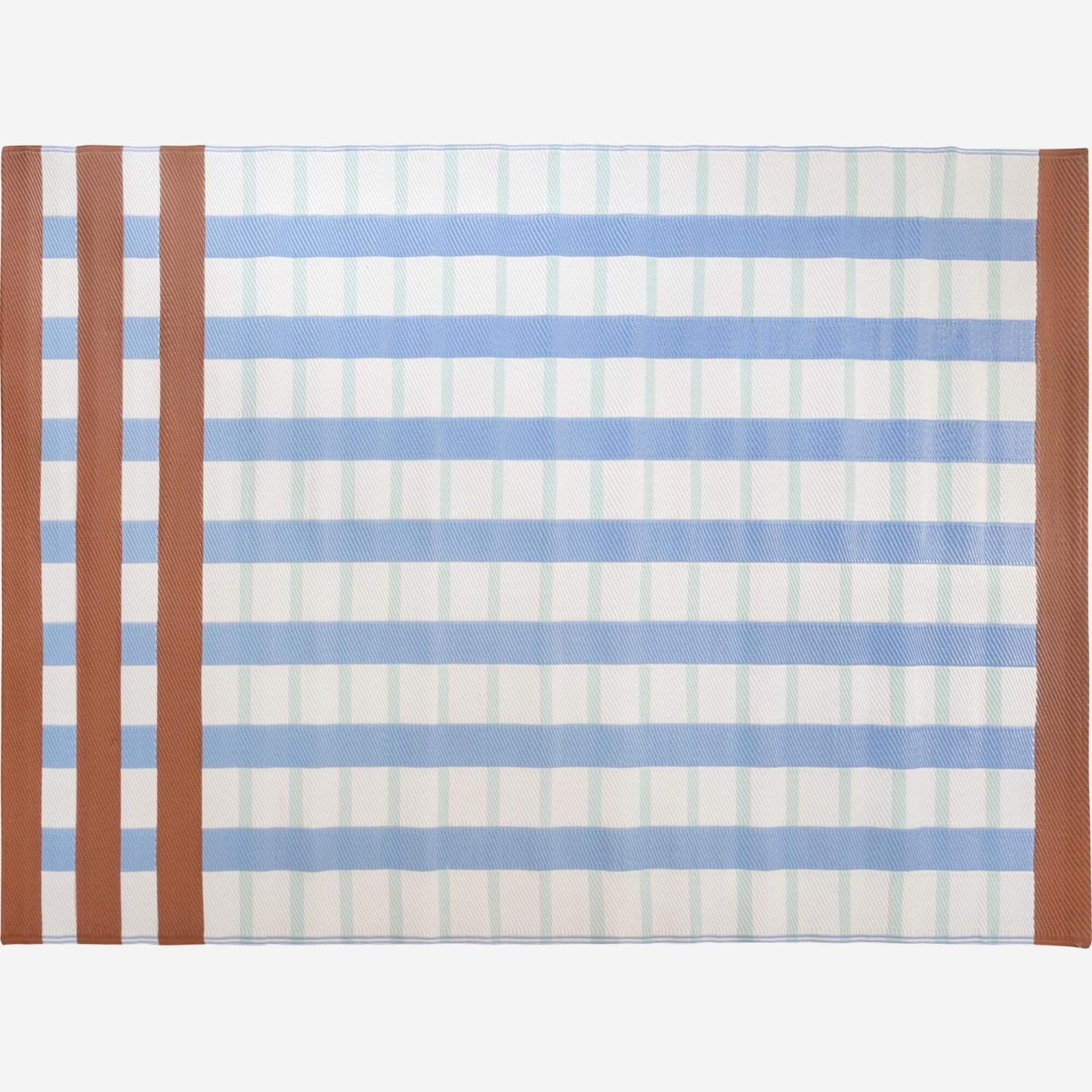 Tapis d'extérieur - 180 x 240 cm - Motif bleu et marron - Design by Floriane Jacques