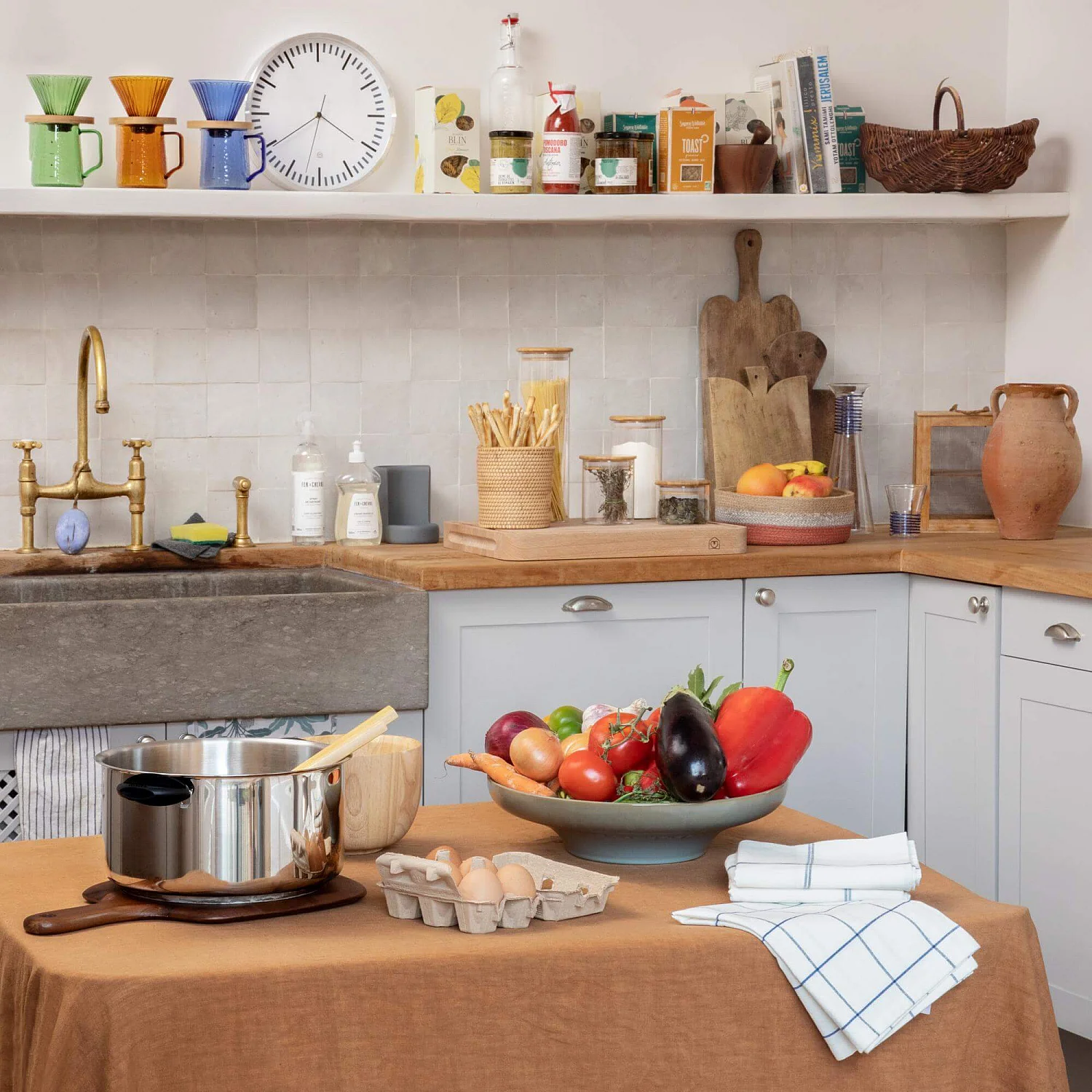 Nappe en lin - 150 x 250 cm - Marron caramel - 3