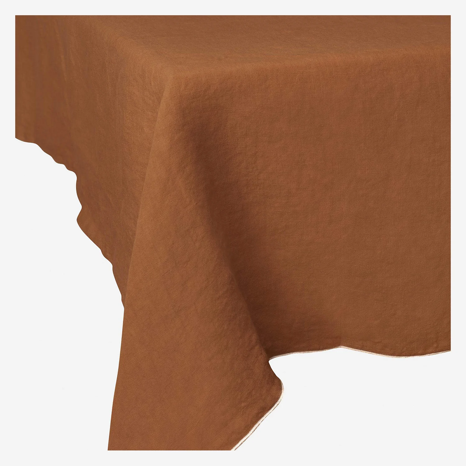 Nappe en lin - 150 x 250 cm - Marron caramel - 1