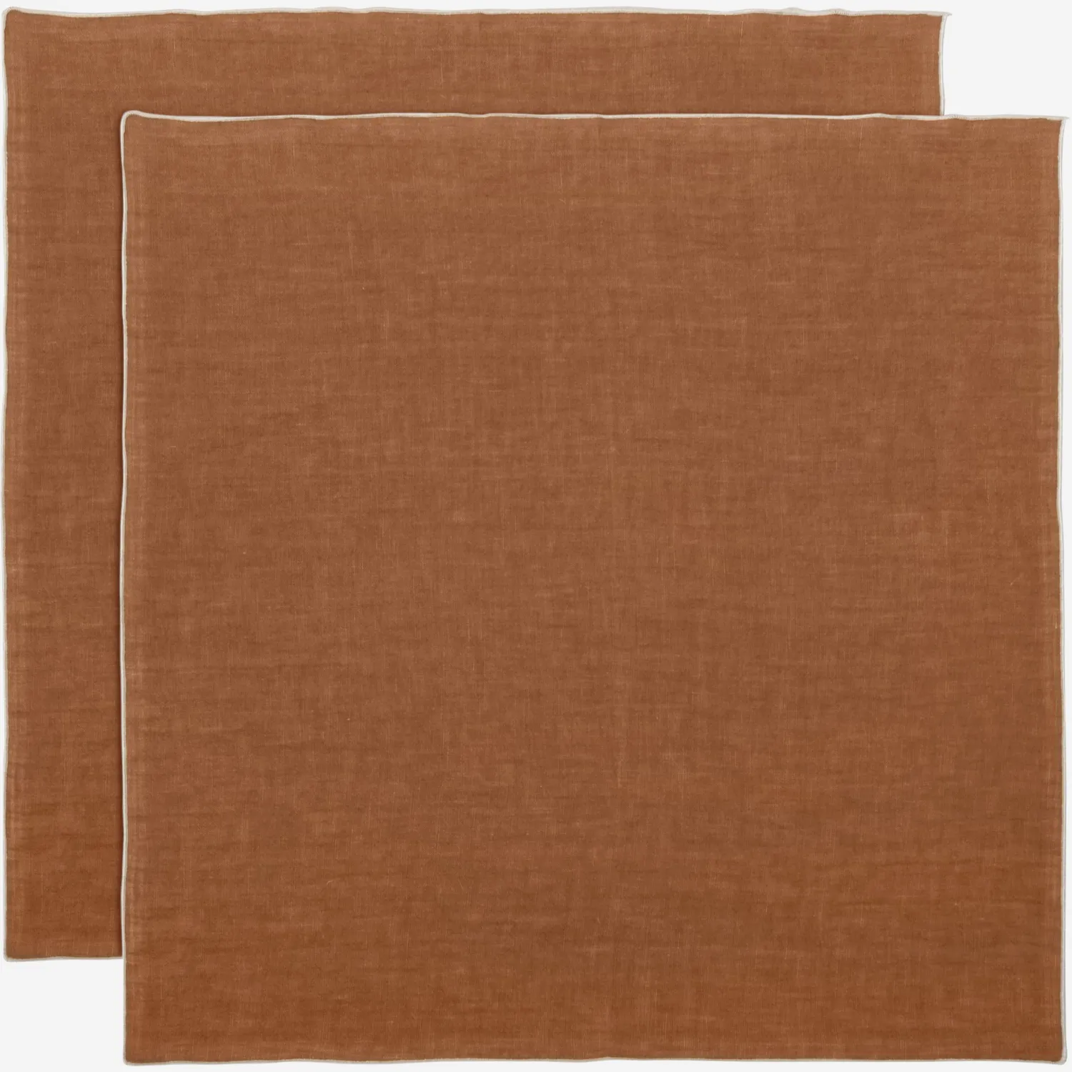 Lot de 2 serviettes de table en lin - 45 x 45 - Marron caramel