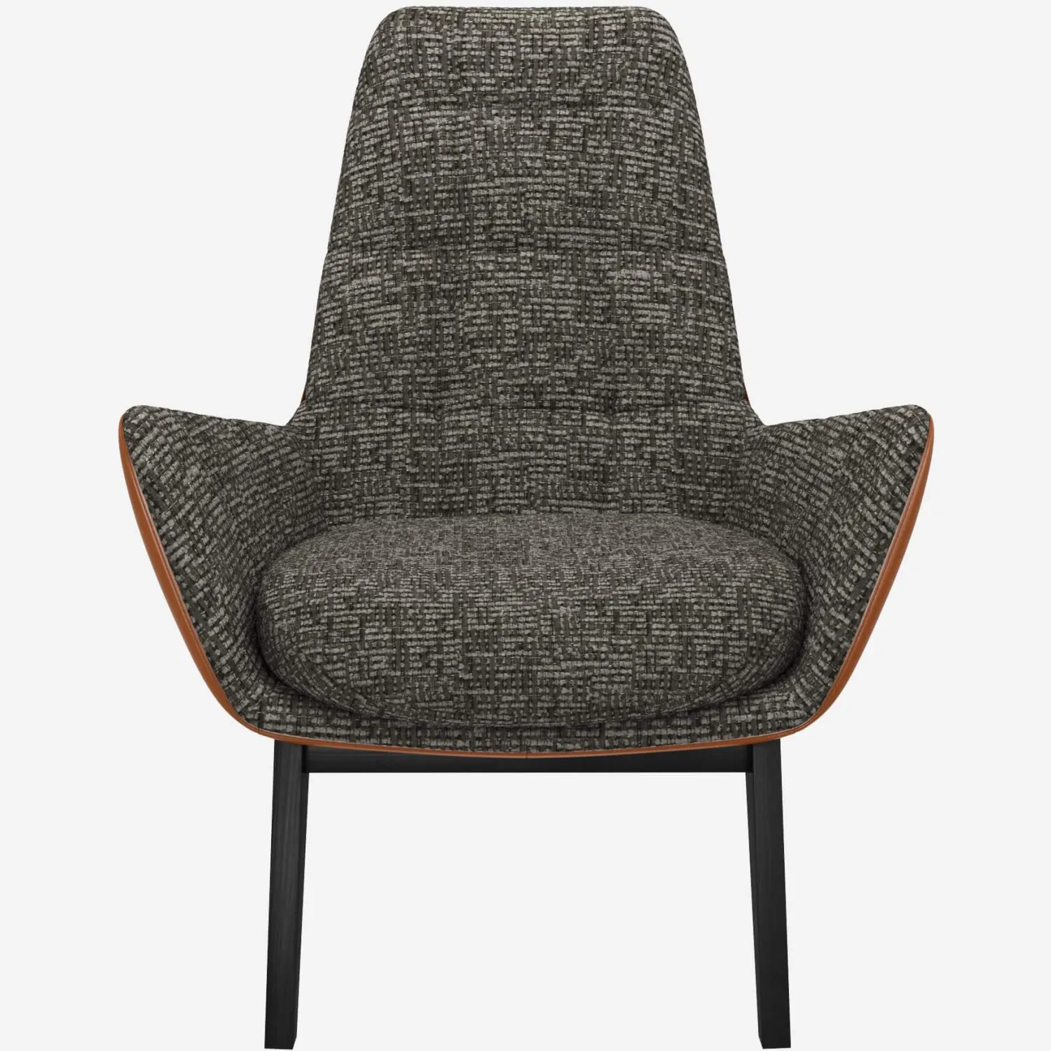 Fauteuil en tissu Alba Gris nuage  et cuir Vintage - Pieds noirs