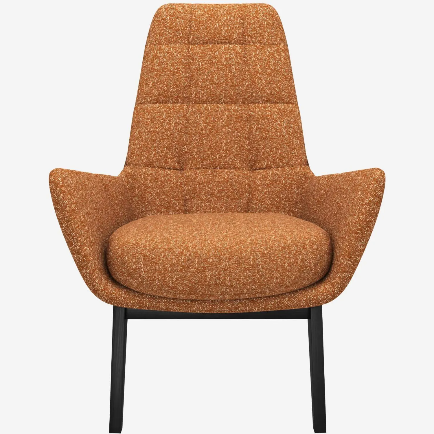 Fauteuil en tissu Lucca - Marron noisette - Pieds noirs