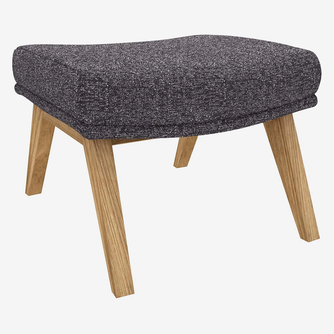 Repose-pieds en tissu Lucca - Bleu zingué - Pieds chêne - 2