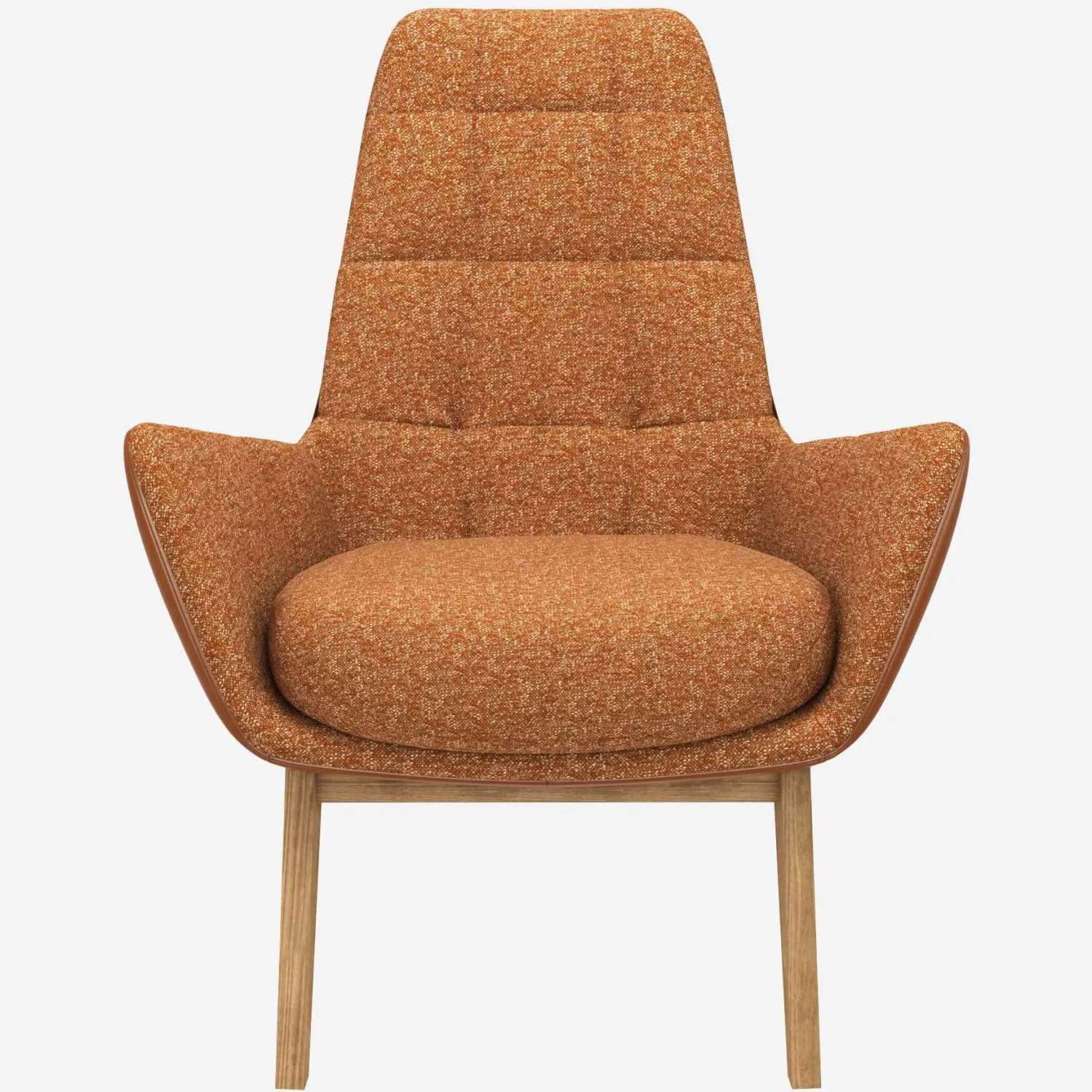 Fauteuil en tissu Lucca Marron noisetteet cuir Vintage - Pieds chêne