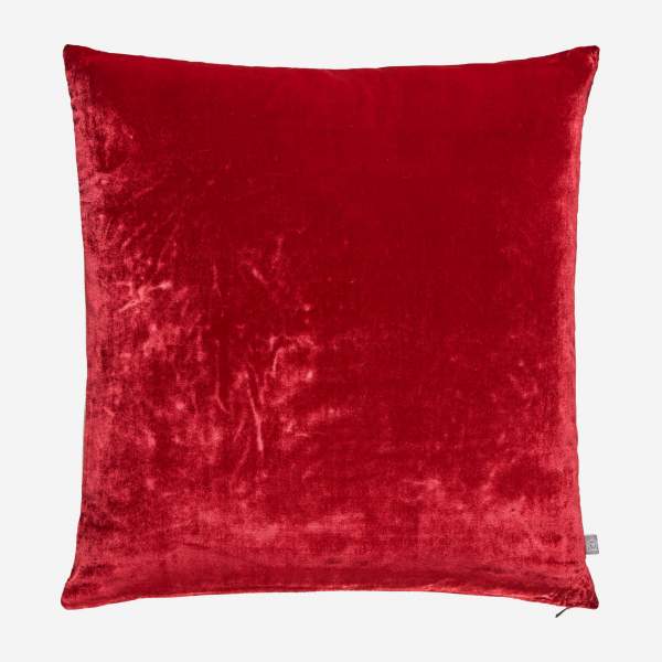 Kissen, 45x45cm, aus Seide und Leinen, rot