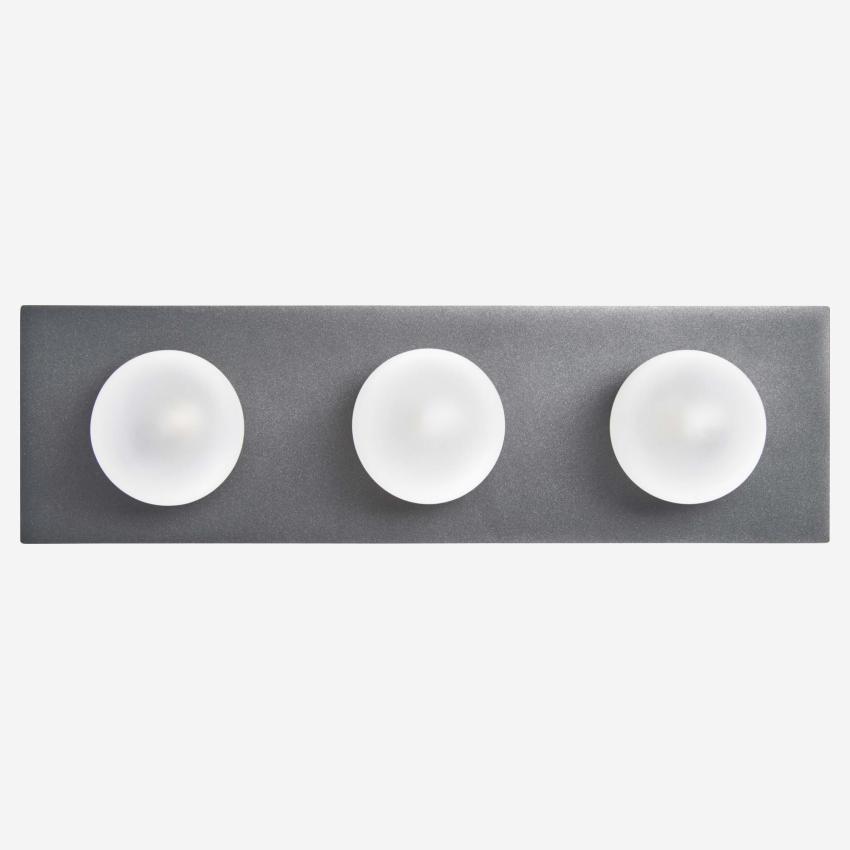 Wall light with 3 glass globes on plate