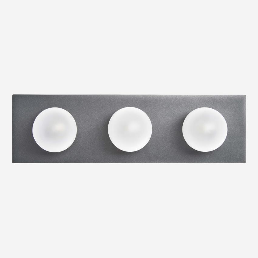 Wall light with 3 glass globes on plate