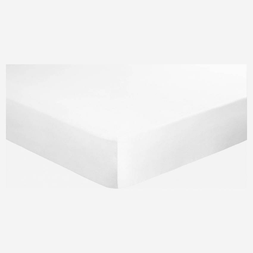 Drap housse en coton - 180 x 200 cm - Blanc
