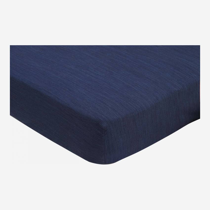 Cotton fitted sheet - 140 x 200 cm - Midnight blue