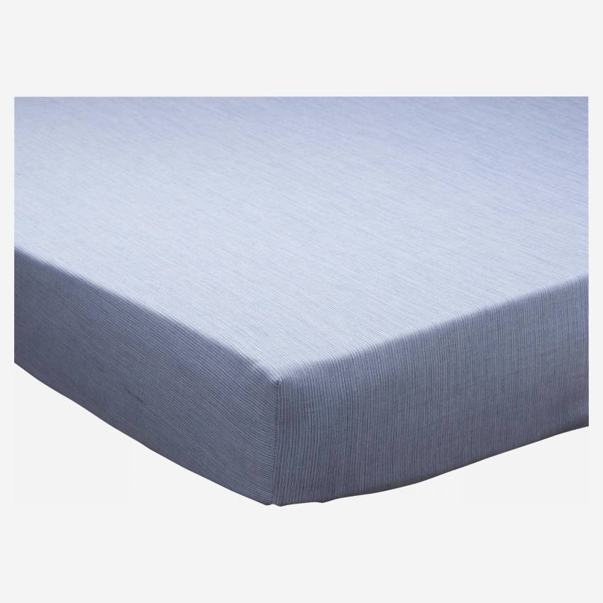 Cotton fitted sheet - 140 x 200 cm - Blue