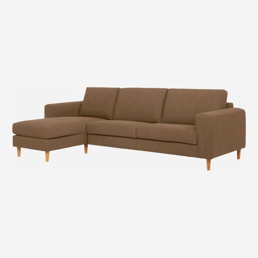 3-Sitzer-Sofa mit Chaiselongue links aus Stoff, graubraun - mittelfester Komfort