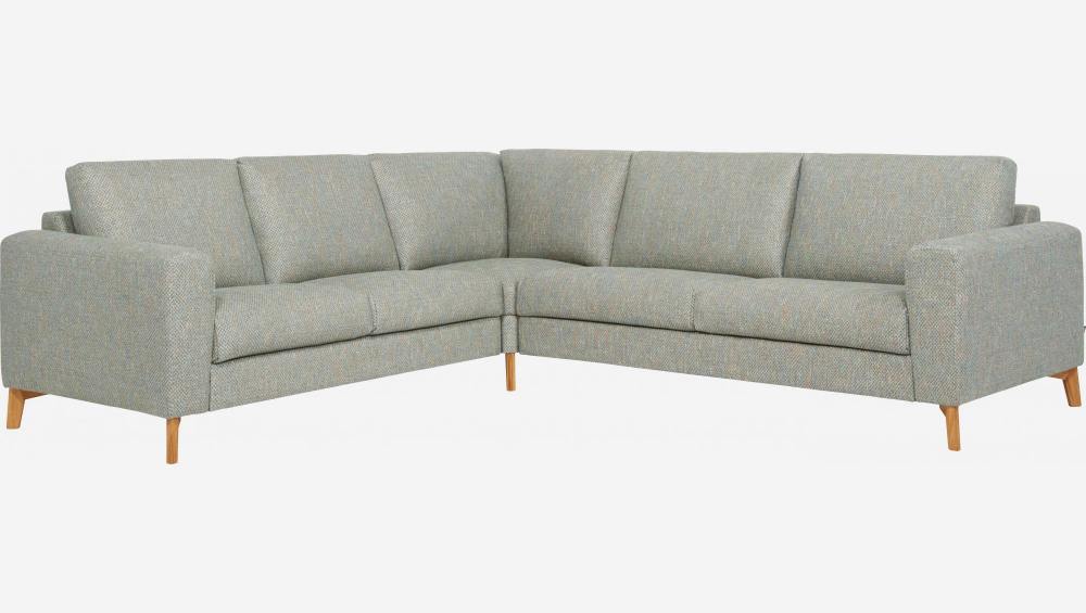 6-Sitzer-Ecksofa aus Stoff, graublau - mittelfester Komfort