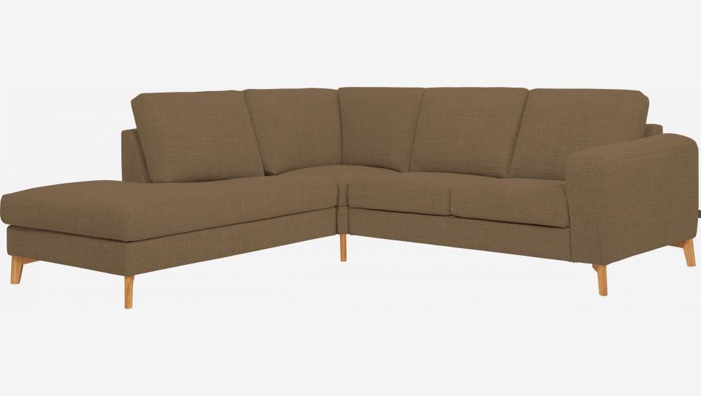2-Sitzer-Sofa mit Open-End links aus Stoff, graubraun - mittelfester Komfort