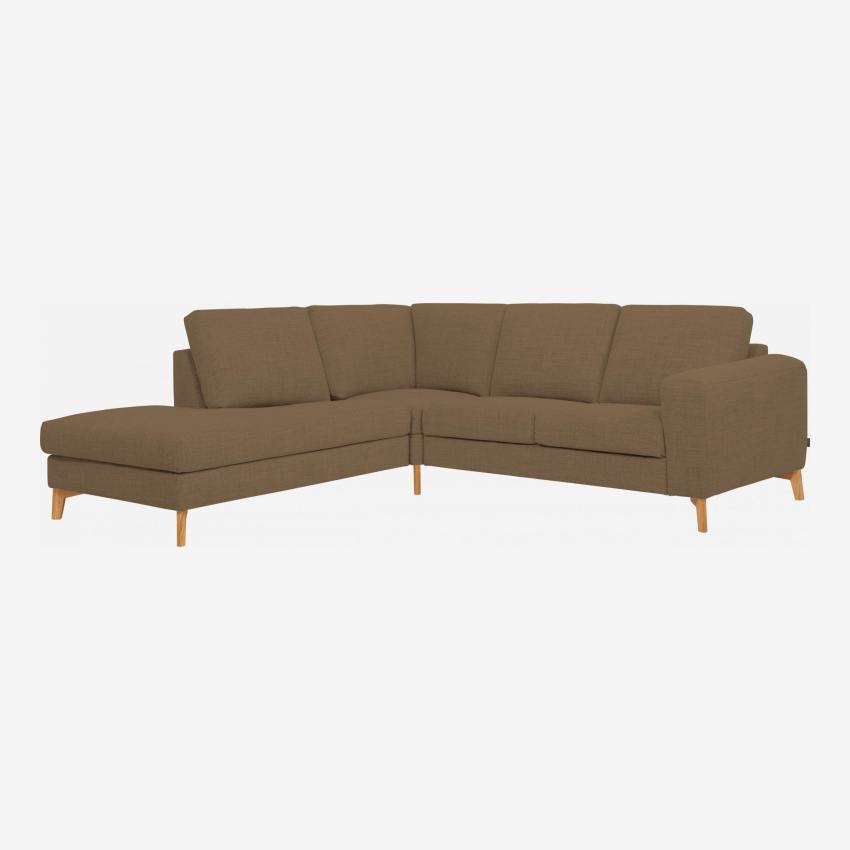 2-Sitzer-Sofa mit Open-End links aus Stoff, graubraun - mittelfester Komfort