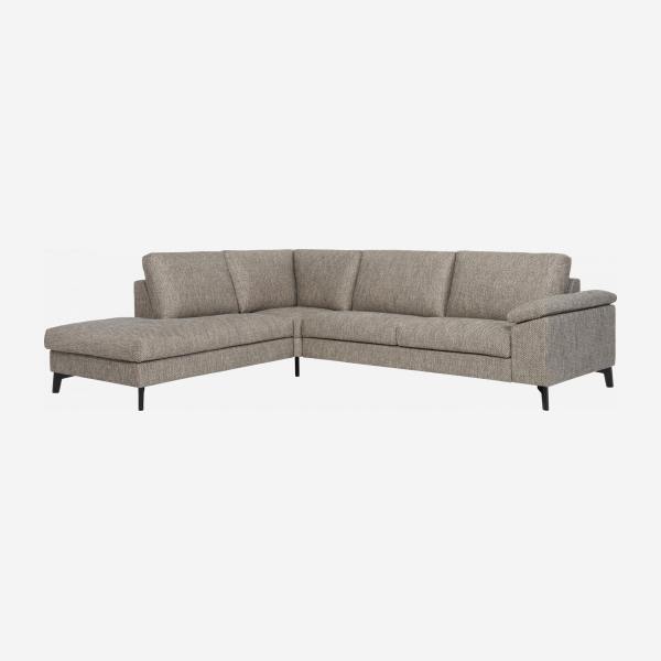 Sofá 3 plazas con chaiselongue izquierda de tela gris negro - confort firme