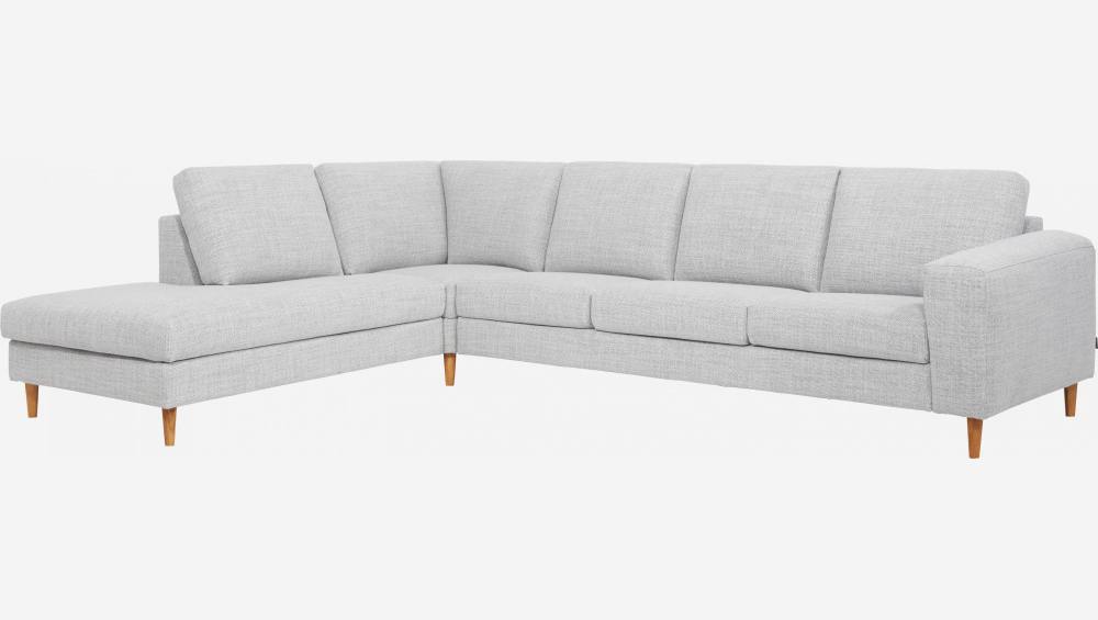 4-Sitzer-Sofa mit Open-End links aus Stoff, hellgrau - mittelfester Komfort