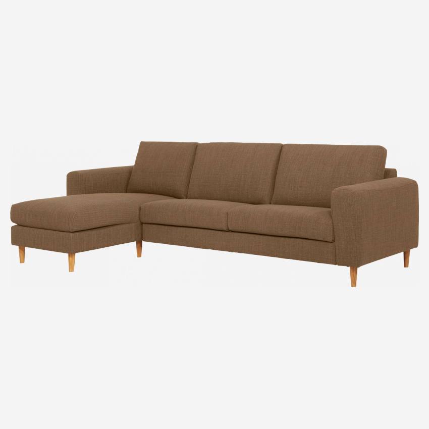 3-Sitzer-Sofa mit Chaiselongue links aus Stoff, graubraun - fester Komfort