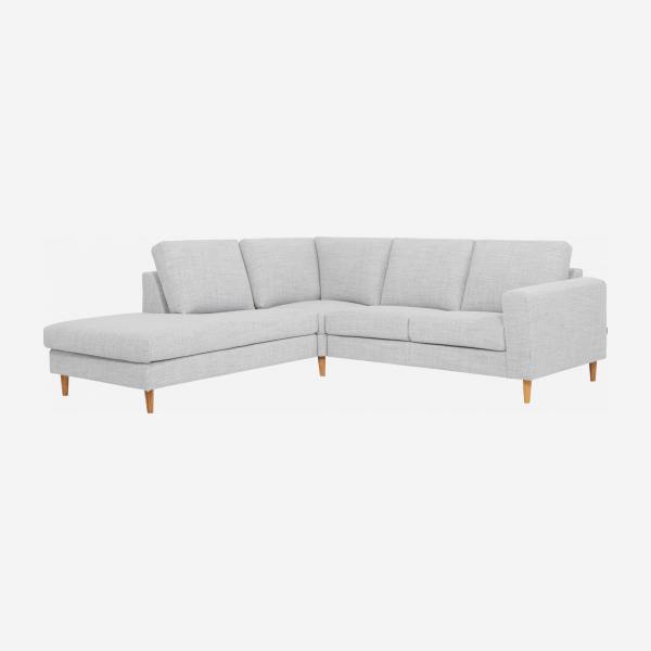 2-Sitzer-Sofa mit Open-End links aus Stoff, hellgrau - fester Komfort